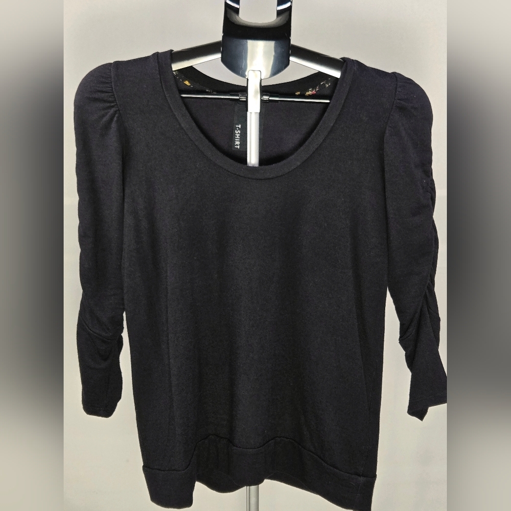 Anthropologie Dolan Ruched Sleeve Quiet Luxury Minimalist Top, Medium